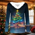 thumbnail image 4 of qelini Graphic Shirts for Women Xmas Tree Print Furry V Neck Pullover Christmas Long Sleeve Tops Funny Holiday Clothes, 4 of 5