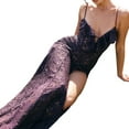 thumbnail image 2 of Womens Elegant Lace Dress Spaghetti Strap V-Neck High Split Dress Maxi Evening Party Dresses, 2 of 6