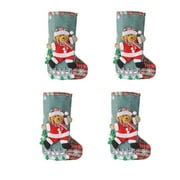 TELOLY Stockings,Christmas Spirit Christmas Stocking,Holiday Surprise and Joy Christmas Decoration,Linen Bear 31*19cm
