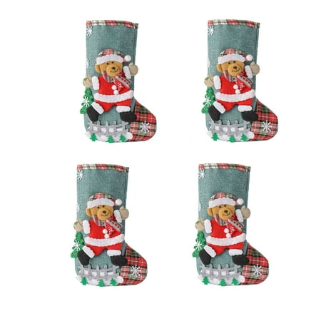 TELOLY Stockings,Christmas Spirit Christmas Stocking,Holiday Surprise and Joy Christmas Decoration,Linen Bear 31*19cm