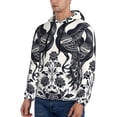 thumbnail image 3 of Wukai Artistic Black White Peacocks Print Men Hoodies Fleece Sweatshirts Long Sleeve Sweaters Pullover Fall Outfits Winter Clothes-4X-Large, 3 of 7