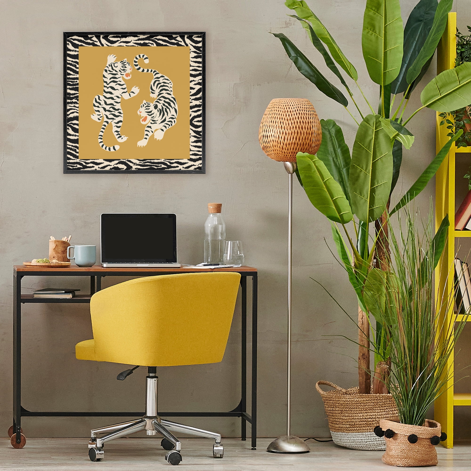 Stupell Industries Boho Twin Tiger Stripes Black Framed Giclee Art, design by Karolina Sato