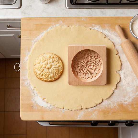 VMWMSSR Wooden Cookie Molds, 3D Carved Wooden Biscuit Mold, Wooden Kitchen Baking Cookie Cutter Embossing Press Stamp Molds Diy Cookie Stamp,Easy Demolding & Cleaning B-10cm x 10cm x 2cm