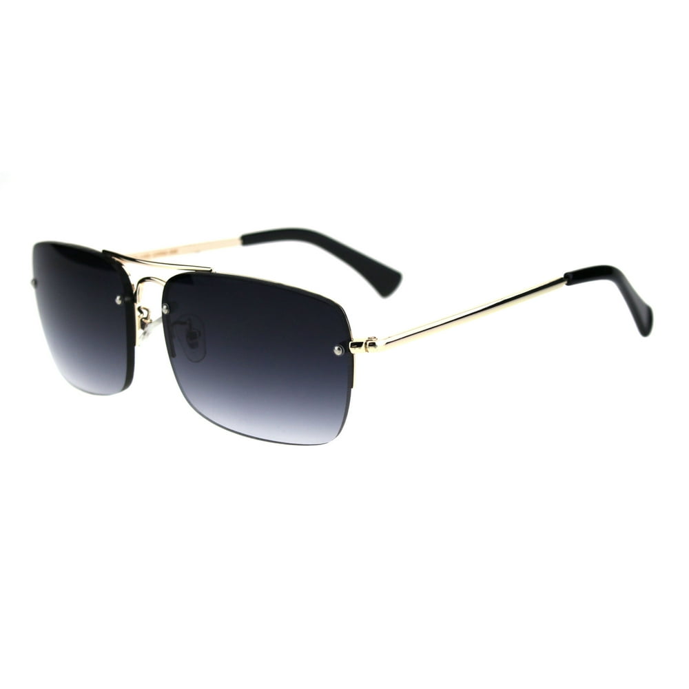 Mens Rectangular Rimless Powered Reading Sunreader Sunglasses 3.0 Gold