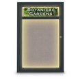 thumbnail image 1 of United Visual Produits UV350HI-BLACK-PEARL 24 x 36 Po. Porte Simple Traditionnelle Intérieure avec En-Tête & Panneau de Liège Fermé avec Support en Tissu Pearl & Cadre en Aluminium Anodisé Noir, 1 of 1