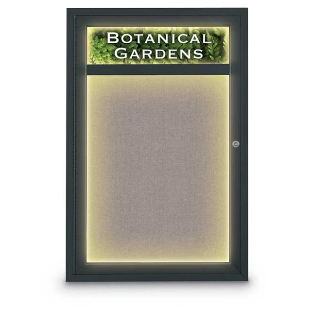 United Visual Produits UV350HI-BLACK-PEARL 24 x 36 Po. Porte Simple Traditionnelle Intérieure avec En-Tête & Panneau de Liège Fermé avec Support en Tissu Pearl & Cadre en Aluminium Anodisé Noir