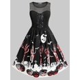 thumbnail image 1 of Vestido de Vendimia de Esqueleto de Calabaza con Cordones Rosegal vestidos vintage tallas grandes, 1 of 5