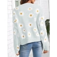 thumbnail image 2 of Long Sleeve Women's Open Front Button Down V Neck Knitted Floral Print Sweaters Cardigan, 2 of 5