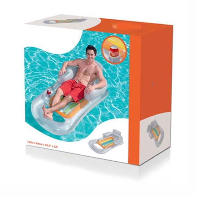 JilgTeok 1 Packs Inflatable Pool Lounger Chair with Headrest, Armrests Drink Holder Comfortable Floating Seat for Adults, Large Pool Float for Swimming & Beach