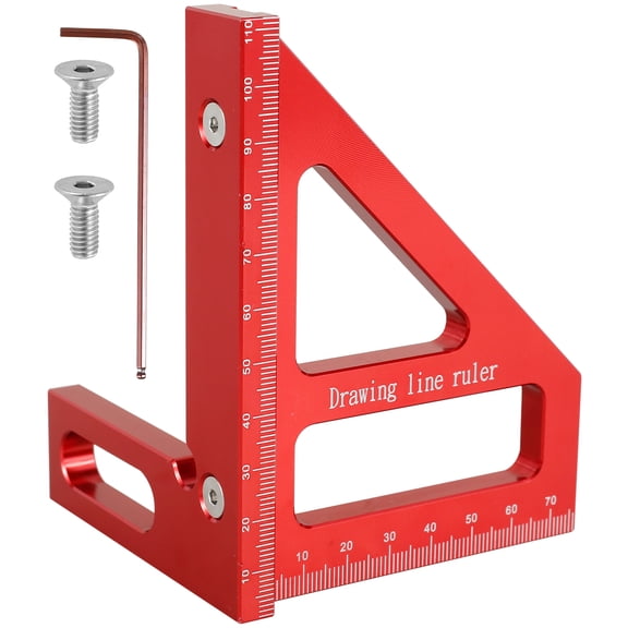 Adifare Woodworking Square Protractor Aluminum Alloy 45/90° Miter Triangle Ruler Sturdy Square Protractor Precise Carpenter Ruler Layout Measuring Tool for Woodworking