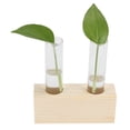 thumbnail image 3 of Glass Planter Propagation Station, Test Tube Plant Vase Simple Tube Glass Vase Decoration Wooden Frame Hydroponic Plant Container Home Desktop Decoration (Double tube hydroponics), 3 of 9