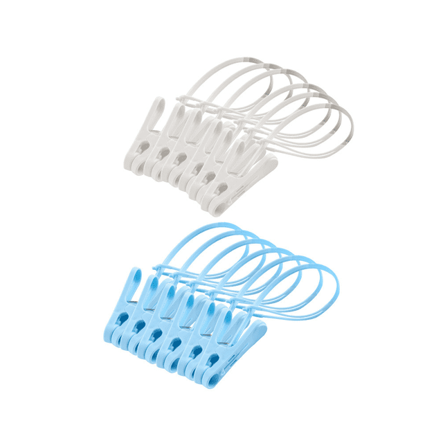 Clothes Pins 12 Pack Clothespins With Plastic Rope For Clothesline Drying Clothing Clips Small Mini HUSERYT