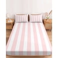 thumbnail image 2 of Twin XL Size Fitted Sheet Set - Pink Striped 2 Piece Bedding Sets 16" Deep Pocket Fitted Sheet with 1 Pillowcases, Modern Farmhouse Pink White Stripes Brushed Microfiber Hotel Luxury Bed Sheets, 2 of 9