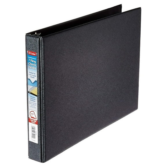 7-Ring 3-on-a-Page Business Check Book Binder - Black
