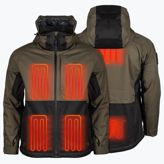 Mobile Warming Denali Heated Snow Jacket for Men, Waterproof Ski Coat, RECCO Reflector, PrimaLoft Gold, Olive, Small