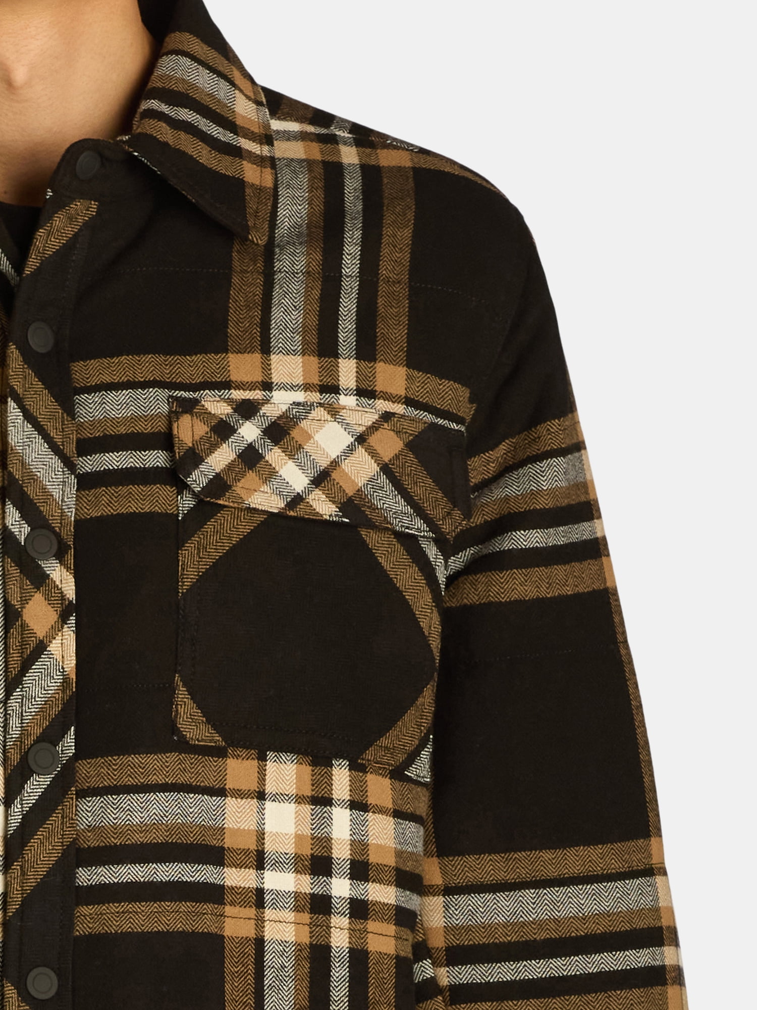 George Men's & Big Men's Fleece Lined Flannel Shirt Jacket, Sizes S-3XL