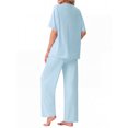 thumbnail image 3 of MINTREUS Women's Pajama Set Short Sleeve Sleepwear Set Soft Two Piece Matching Set with Pockets, 3 of 5