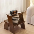 thumbnail image 1 of Mesa de madera de 2 niveles con acabado natural - construcción de madera de goma sólida, 1 of 5