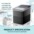 thumbnail image 3 of Simzlife Ice Maker Countertop, 9 Cubes Ready in 6 Mins, 26lbs in 24Hrs, Self-Cleaning Ice Machine with Ice Scoop and Basket, 2 Sizes of Bullet Ice for Home Kitchen Office Bar Party, 3 of 11