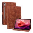 thumbnail image 2 of FJLBDE Case for Lenovo Tab P12 12.7 inch 2023 TB370FU, Embossed Flower PU Leather Flip Wallet Folio Stand Cover, Brown, 2 of 7