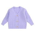 thumbnail image 2 of EnJoCho Girls V Neck Cable Knit Cardigan Girls Knit Cable Cardigan Sweater Warm Button Down Long Sleeve Coat Crew Neck Ribbed Chun𝗄y Soli𝖽 Jacket Children'S Cable Knit Cardigan Fall, 2 of 5