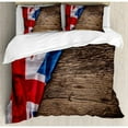 thumbnail image 3 of Union Jack Duvet Cover Set Twin Size, Flag of United Kingdom on Old Oak Wooden Board English Nation Country Britain, Decorative 2 Piece Bedding Set with 1 Pillow Sham, Multicolor, by Ambesonne, 3 of 3