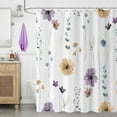 thumbnail image 2 of Watercolor Floral Shower Curtain, Purple Beige Blossom Flower Modern Minimalist Bathroom Curtain Home Decor Waterproof Fabric Machine Washable with 6PCS Hooks,36" Wx72 L, 2 of 6