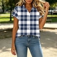 thumbnail image 5 of Ihhxva Tops for Women Plaid Button-Up Blouse Fit Button Detail Moisture-Wicking V-Neck Short Sleeve Shirt S-2XL, 5 of 7
