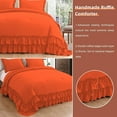 thumbnail image 5 of 1 Piece Luxury 5 Inch Two Layer Ruffle Comforter 550 GSM All Season (Full/Queen Size) Premium Super Soft - 800 TC, 100% Egyptian Cotton- Solid Orange Colour, 5 of 7