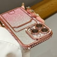 thumbnail image 2 of for iPhone Case,Luxury ElectroPlated Glitter Sparkle Sparkly Gradient Card Holder Slots Camera Lens Protection Soft Shockproof Phone Case (Rose Pink,iPhone 14), 2 of 6