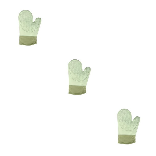 Guantes de silicona impermeables Bewildely lavables para horno cocina Barbacoa Verde