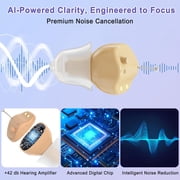 Hearing Aids for Seniors, Invisible Hearing Amplifiers with Noise Cancelling, Rechargeable Hearing Aids, Comfort In-ear Hearing Devices for Severe Hearing Loss Adults