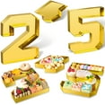 thumbnail image 2 of Cardboard Numbers for Charcuterie, Small Fillable Mache Chocolate Covered Strawberry Decorative Cutouts Candy Tray Food Container for Graduation Party Supplies (Gold-2), 2 of 9