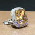 thumbnail image 2 of EOEMY 10*12mm Pink/Yellow/White Aaa Cz Band White Gold Filled Women'S Ring Size 6-10, 2 of 6