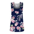 thumbnail image 4 of Wycnly Womens Tank Tops Trendy Pleated Swing Breathable Comfy Tunic Tank Tops Summer Fashion Flowers Print Square Neck Sleeveless Shirts Blouse Dark Blue XXL, 4 of 5