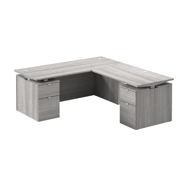 Stratus 72W Standing L Desk with Drawers in Platinum Gray - Engineered Wood