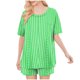 thumbnail image 4 of Conjunto de Pijama de las Mujeres de Moda Casual Color Sólido Manga Corta Cuello Redondo Top Y Pantalones, 4 of 6