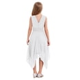 thumbnail image 5 of iiniim Girls V Neck Sleeveless Princess Asymmetric High-Low Pleated Dress White 14, 5 of 7