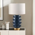 thumbnail image 2 of Farrington 26" Tall Ceramic Table Lamp with Fabric Shade in Matte Navy/White, 2 of 8
