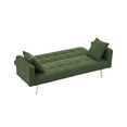 thumbnail image 5 of SYNGAR Convertible Sleeper Sofa Bed with 2 Pillows, Teddy Fleece Upholstered Futon Sofa Bed with Adjustable Backrest and Solid Wood Frame, Modern Sofa for Apartment Livingroom, Green, 5 of 7