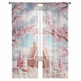 thumbnail image 2 of Pink Christmas Sheer Curtains 108 Inches Long, Farmhouse Botanical Tree Xmas Snowflake Light Filtering Window Curtains for Living Room, Rod Pocket Voile Sheer Curtain Drapes, 52"Wx108"L, 2 Panels, 2 of 9