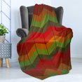 thumbnail image 4 of Tribal Soft Flannel Fleece Throw Blanket, Abstract Zig Zag Geometrical Stripes Inspired Bohem Art, Cozy Plush for Indoor and Outdoor Use, 50" x 70", Forest Green Orange, by Ambesonne, 4 of 5
