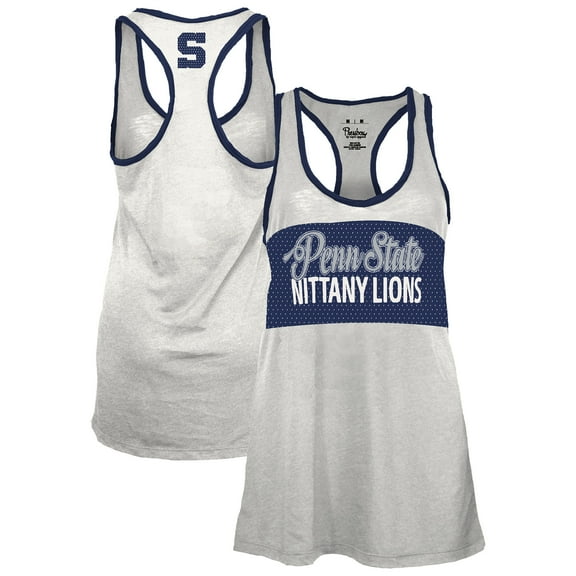 Women's Pressbox White/Navy Penn State Nittany Lions Tracy Racerback Burnout Tank Top