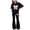 c2 Black, variant on Girls Two Piece Outfit Summer Tween Girls Cute Clothes Leopard Print Bow Top + Flared Pants Outfit Set 9-13 Years
