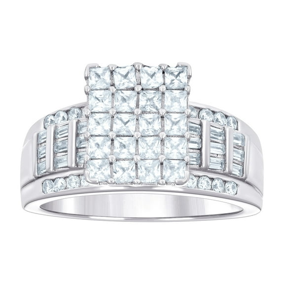 925 Sterling Silver Womens Cubic Zirconia Cinderella Ring 8.5x8mm Wide Size 10 Ring for Women