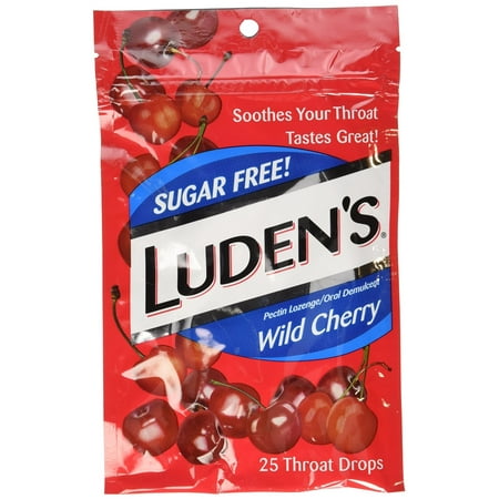8 Pack Luden's Throat Drops, Sugar Free, Wild Cherry 25