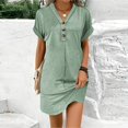 thumbnail image 1 of WILLBEST Vestidos Casuales para Mujer con Curvas Vestido de Mujer A La Moda con Hebilla, Escote En V, Hombros Descubiertos, Mangas con Volantes, Color Liso Chica, 1 of 3