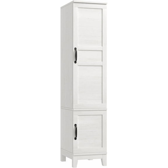 IdealHouse 72" Narrow Armoire Wardrobe Closet with 2 Doors, Adjustable Shelves & Hanging Rod, Wooden Bedroom Storage Cabinet, Rustic White