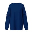 thumbnail image 4 of Crunowin Women Fashion Sweatshirts, Long Sleeve Solid Color Round Neck Casual Pullover Tops Blue XXL, 4 of 6