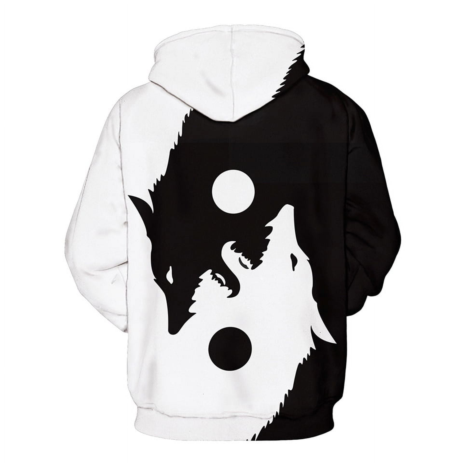 White and black wolf hoodie clearance